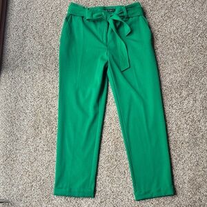 LOFT Kelly Green Belted Trousers